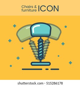 Flat style and linear design icons of alternative type of chair. Healthy chair concept. Logotype, sign and icon for print design, web, landing page and infographic.