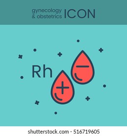 Flat style and linear design icons of gynecology and obstetrics concept. Logotype, sign and icon for print design, web, landing page and infographic