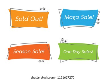 Flat Style linear promotion ribbon shaped banner  scroll  price tag  sticker  badge  poster.For business Trading. Vector illustration EPS10.