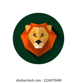 Flat style lion icon isolated on a white background