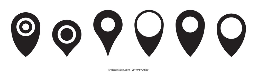 Flat style of location pin icon. Map pin place marker. Map marker pointer icon set. GPS location symbol collection.