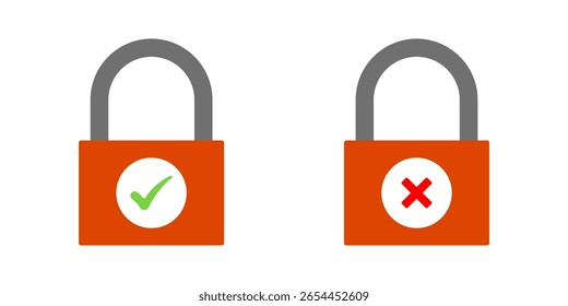 Bloqueio de estilo plano e desbloqueio de ícones para privacidade e controle de acesso