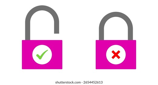 Iconos de bloqueo y desbloqueo de estilo plano para privacidad y control de acceso