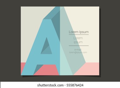 Flat style logo alphabet upper case letter "A", with business card template.