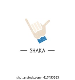Flat style logotype template with shaka emblems. Isolated on background. Logo for your business. Isolated on background.