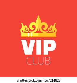  flat style with long shadow. diadem or Vip club logo.