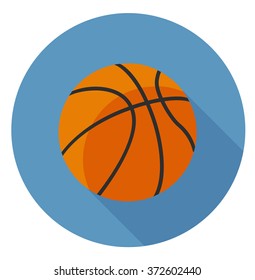 Flat style with long shadows, basketball vector icon illustration.