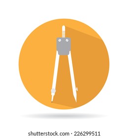 Flat style with long shadows, drawing compass vector icon illustration.