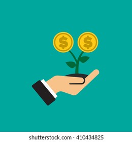 Flat style with long shadows, economic growth vector icon illustration.