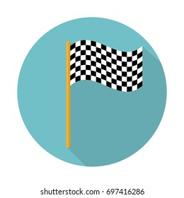 Flat style with long shadows, finishing flag vector icon illustration. Vector illustration