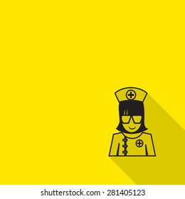 Flat style with long shadows, nurse vector icon illustration.
