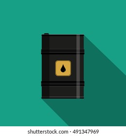 Flat style with long shadows, oil barrel vector icon illustration.