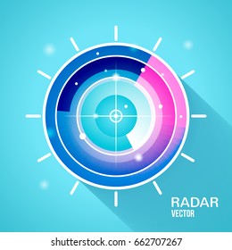 Flat style with long shadows, radar vector icon illustration