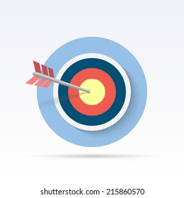 Flat style with long shadows, target & arrow vector icon illustration.