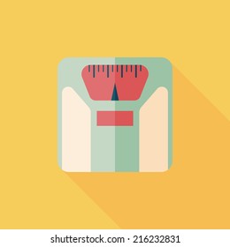 Flat style with long shadows, weight scale vector icon illustration.