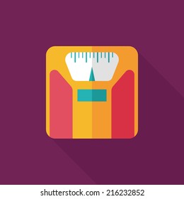 Flat style with long shadows, weight scale vector icon illustration.