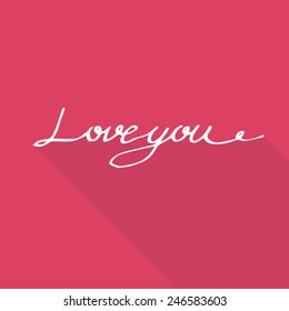 Flat style Love you lettering . 