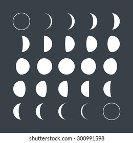 Ilustración vectorial de fases lunares de estilo plano