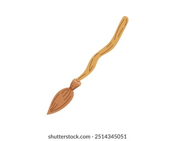 Flat style magic broom. Element of witchcraft. Symbol of magic. A vehicle for the witch.  Broomstick or print for Halloween or all saints ' day. Vector illustration.	