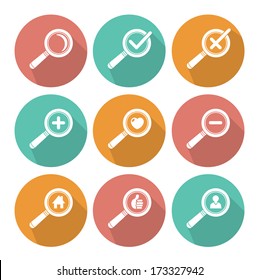 Flat style Magnifier icon set