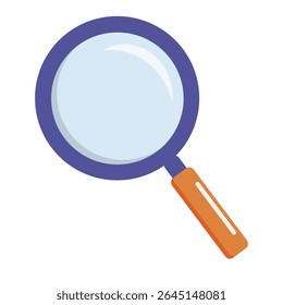 Flat style magnifying glass with realistic highlight, great for search, research or detective content.
