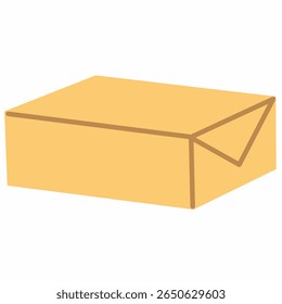 Flat style mailing envelope box in warm yellow tones. Perfect for ecommerce shipping, delivery parcels, stationery design, or modern courier service branding.