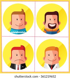 flat style male avatar character design