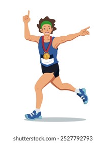 Flat style male runner cartoon illustration
