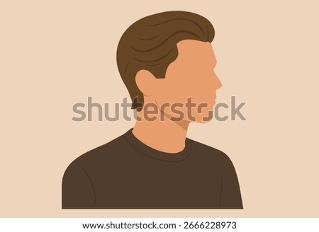 Flat Style Male Side Profile Silhouette Vector Illustration for Avatar, Social Media, and Graphic Design Projects
