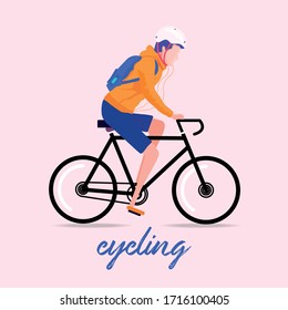 flat style man cyclist stylized vector vector illustration