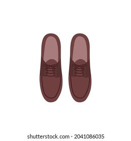 Flat Style Man Shoes Vector illustartion. Cartoon style Oxford Shoes icon symbol isolated on white background. Formal Shoes. Top view of a pair of shoes. Business Footwear Vector