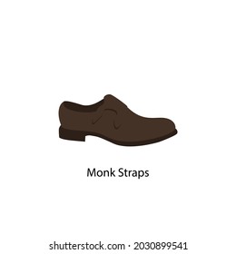 Ilustración del vector de zapatos del hombre de estilo plano. Estilo de caricatura Monk Straps Shoes icono vector aislado en fondo blanco. Zapatos de hombre formal. Vector de calzado de negocios. Vector de ilustración de zapatos de par de hombres