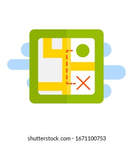 Flat style map icon. Map for travel, tourism and hiking. Vector.