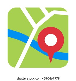 Flat style map icon. Vector illustration, EPS.