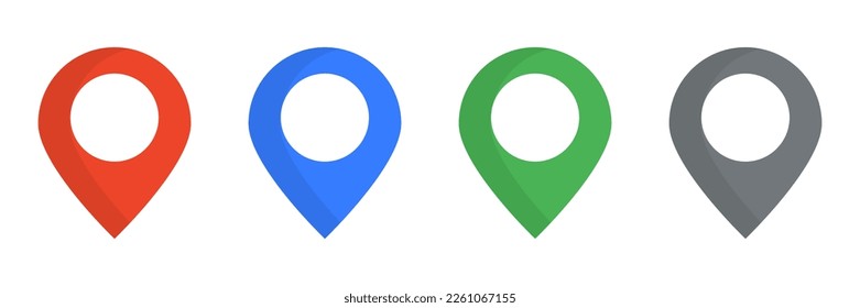 Flat Style Map Pin Icon Set. Vector.
