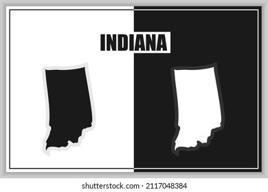 Flat style map of State of Indiana, USA. Indiana outline. Vector illustration