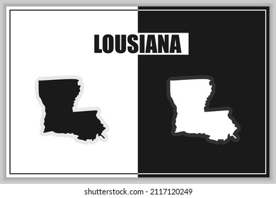 Flat style map of State of Lousiana, USA. Lousiana outline. Vector illustration