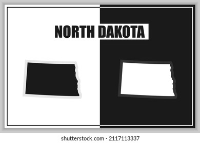 Flat style map of State of North Dakota, USA. North Dakota outline. Vector illustration