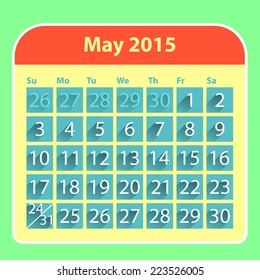 Flat style may 2015 calendar design template