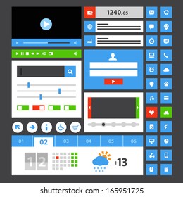 Flat style media website elements template