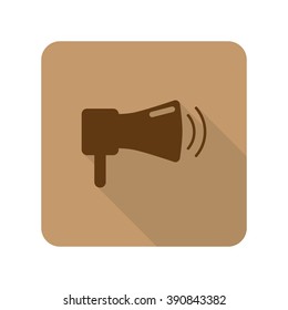 Flat style Megaphone web app icon on light brown background