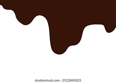 flat style melted dark chocolate. Liquid dark brown paint melting on white background.