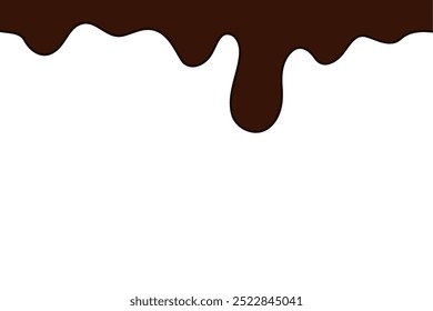flat style melted dark chocolate. Liquid dark brown paint melting on white background.