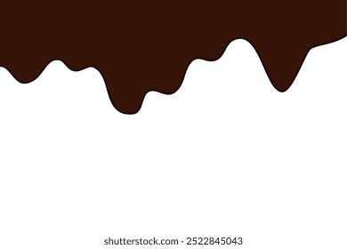 estilo plano derreteu chocolate escuro. Pintura marrom-escura líquida derretendo sobre fundo branco.