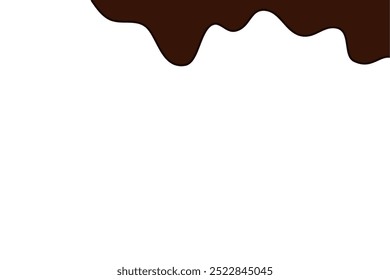 flat style melted dark chocolate. Liquid dark brown paint melting on white background.