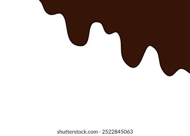 flat style melted dark chocolate. Liquid dark brown paint melting on white background.