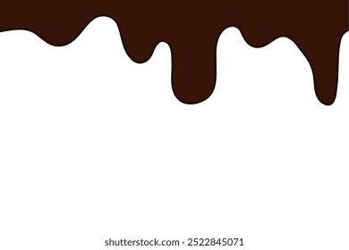 estilo plano derreteu chocolate escuro. Pintura marrom-escura líquida derretendo sobre fundo branco.