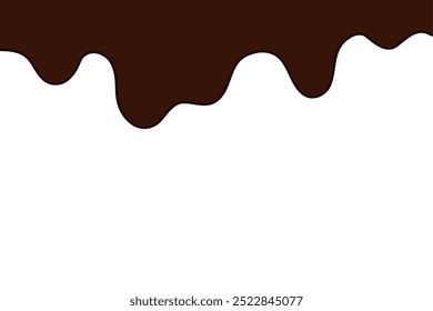 flat style melted dark chocolate. Liquid dark brown paint melting on white background.