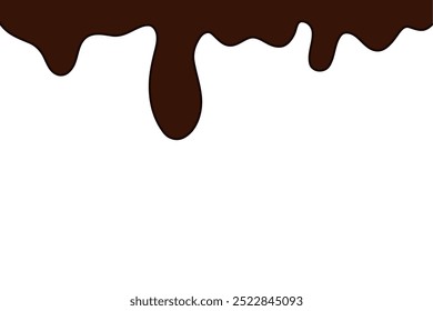 estilo plano derreteu chocolate escuro. Pintura marrom-escura líquida derretendo sobre fundo branco.