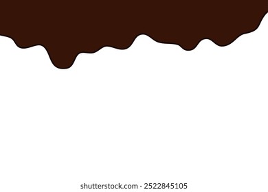 estilo plano derreteu chocolate escuro. Pintura marrom-escura líquida derretendo sobre fundo branco.